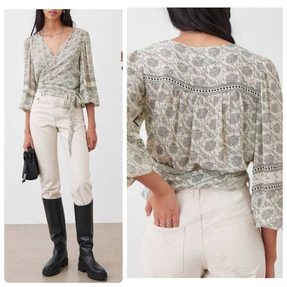 Ba&sh Women's Top Size L Wrap Long Sleeve Boho Blouse - Picture 1 of 14